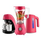 Kit Cadence Rosa Liquidificador Cafeteira Chaleira 220v