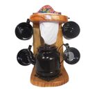 Kit Café Gourmet Preto Mini Bule  + 4 Canecas De Metal 120 Ml