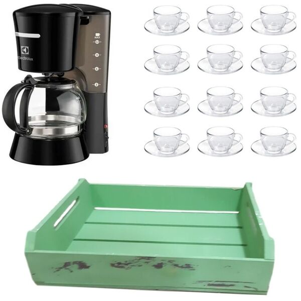 Kit Cafeteira Electrolux 110v 12 Xícara 240ml E Bandeja Verde