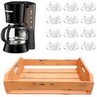 Kit Cafeteira Electrolux 110v 12 Xícaras Bandeja Mdf Laranja