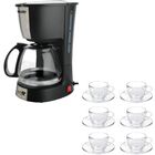 Kit Cafeteira Filtro Permanente 220v E Jogo 6 Xícaras 90ml