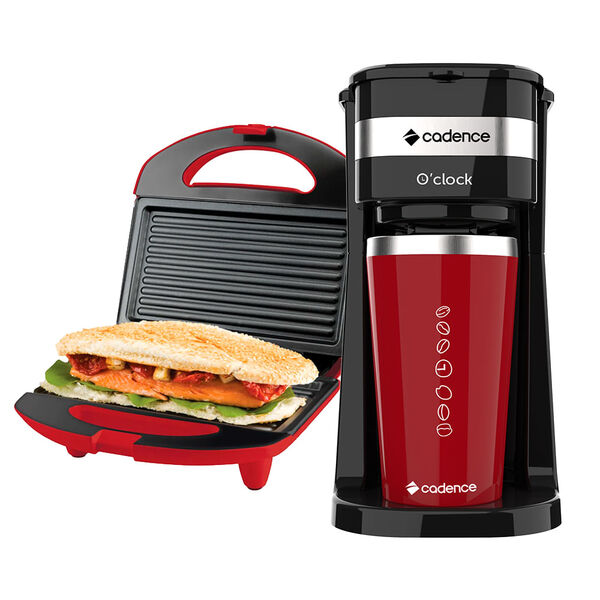 Kit Cafeteira O'clock E Sanduicheira Vermelha Cadence - 220v