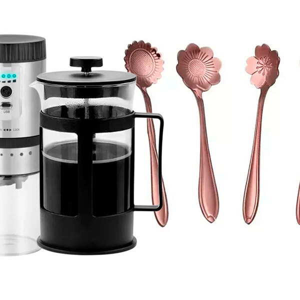 Kit Cafeteira Prensa Francesa De Vidro E Plástico 600ml Jogo