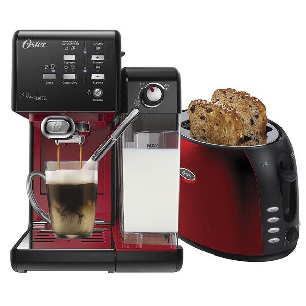 Kit Cafeteira Primalatte Red E Torradeira Oster 127v