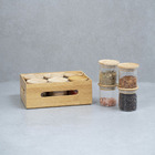 Kit Caixa De Bambu Vazada E 10 Potes De Vidro 200ml – Oikos U