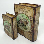 Kit Caixa Livro Decorativa Mapa Antigo Retrô - 2 Peças