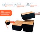 Kit Caixa Organizadora Canelada Tampa Bambu 16l 23l Preta Uni