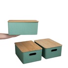 Kit Caixa Organizadora Canelada Tampa Bambu 16l Verde Oikos U