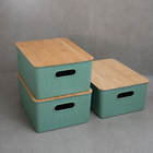 Kit Caixa Organizadora Canelada Tampa Bambu 16l Verde Oikos U