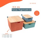 Kit Caixa Organizadora Tampa De Bambu P/m/g Multicor 5 Oikos