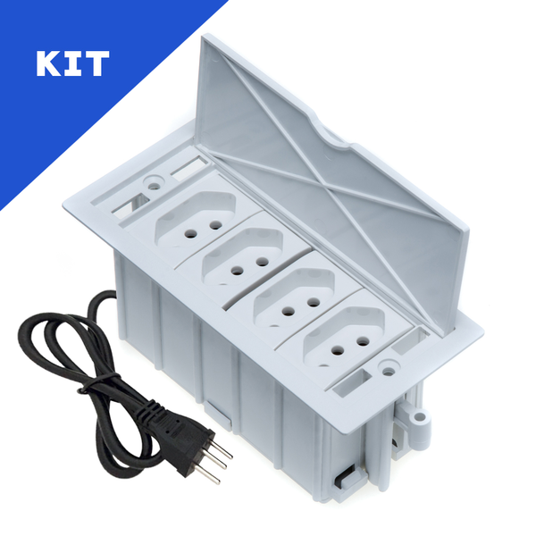 Kit Caixas De Tomadas 4 Blocos Basculante Com 4 Tomadas 10a