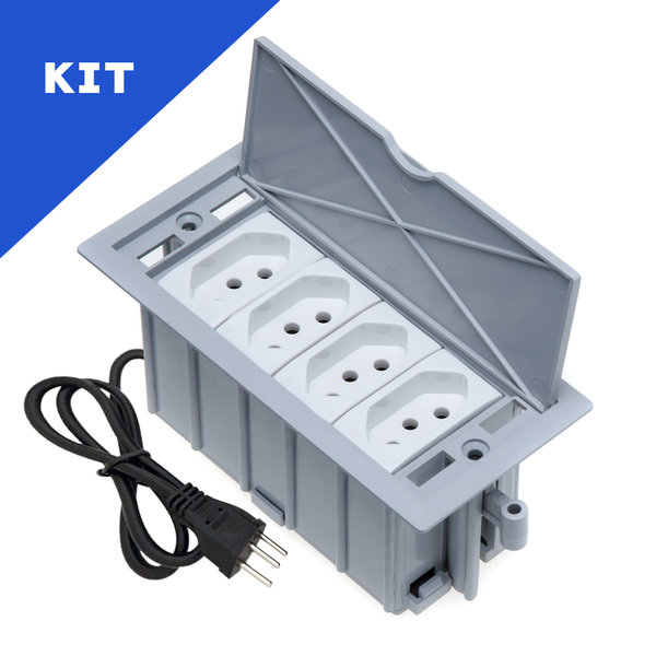 Kit Caixas De Tomadas 4 Blocos Basculante Com 4 Tomadas 20a