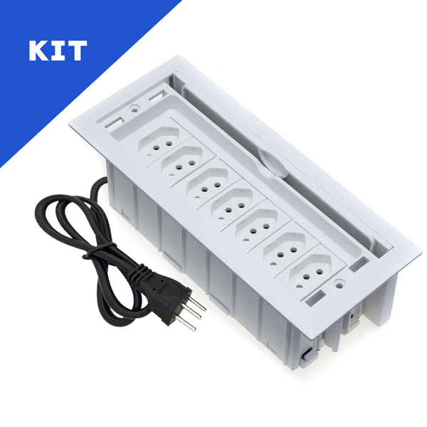 Kit Caixas De Tomadas 7 Blocos Com 7 Tomadas 20a Branco