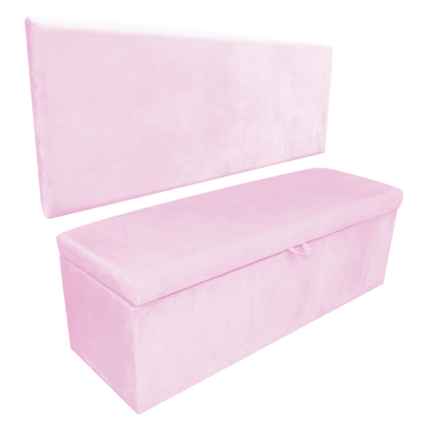 Kit Calcadeira E Painel Clean 160 Cm Suede Rosa Bebê