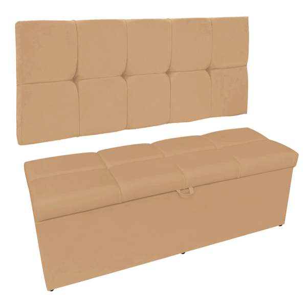 Kit Calçadeira E Painel Nina 0 90 Cm Suede D'rossi - Caramelo