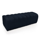 Kit Calçadeira E Painel Olivia Casal 140 Cm Veludo Azul Marin