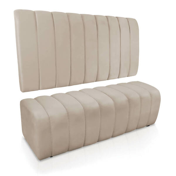 Kit Calçadeira E Painel Olivia Casal 140 Cm Veludo Bege  - D'