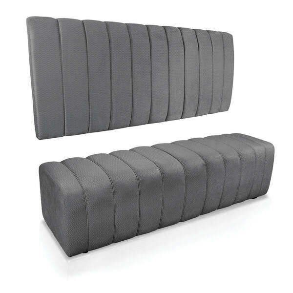 Kit Calçadeira E Painel Olivia King 195 Cm Veludo Grafite Tra