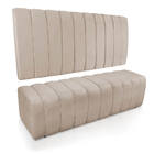 Kit Calçadeira E Painel Olivia Queen 160 Cm Veludo Bege Traba