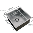 Kit Calha/ Escorredor 48cm + Lixeira 3l Inox 304 + Cuba 40x40