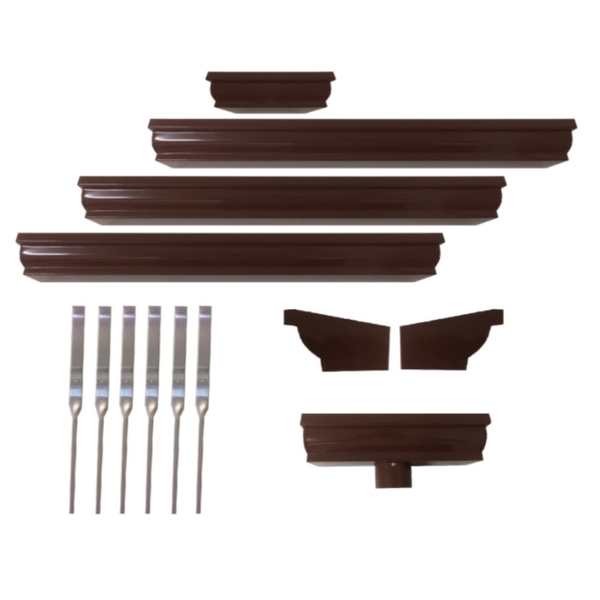 Kit Calha Chuva Marrom 6m Corte 30 Saida 75mm Cadimetal