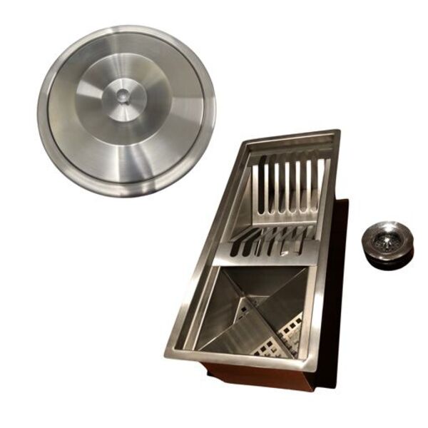 Kit Calha Premium Aço Inox Gourmet Cozinha C/ Acessório Lixei