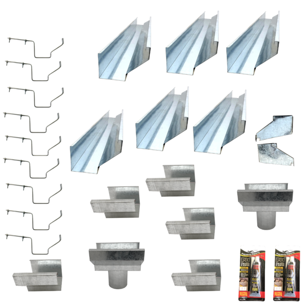 Kit Calha Telhado Beiral 11m Galvanizada Suporte Prolongado B