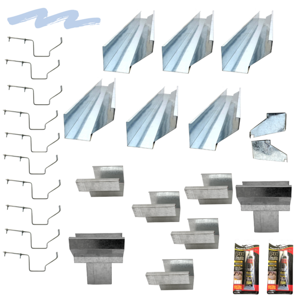 Kit Calha Telhado Beiral 12m Galvanizada Suporte Prolongado B