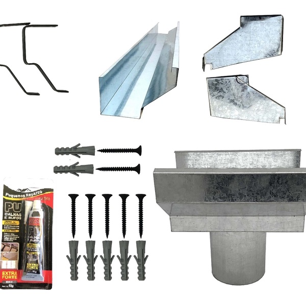 Kit Calha Telhado Beiral 2 Metros Calha Galvanizada