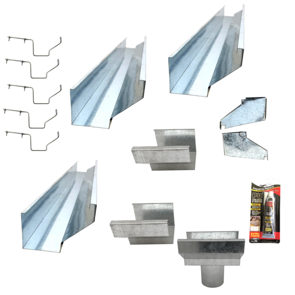 Kit Calha Telhado Beiral 6m Galvanizada Suporte Prolongado Bo