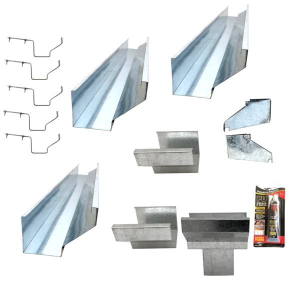 Kit Calha Telhado Beiral 6m Galvanizada Suporte Prolongado Bo