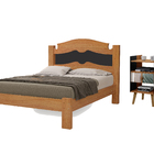 Kit Cama Casal Tradicional Com Pé Central + Mesa Cabeceira