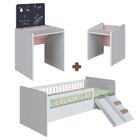 Kit Cama Montessoriana Com Banqueta E Mesa Com Quadro Infanti