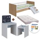 Kit Cama Montessoriana E Colchão Ortobom Com Mesa Com Lousa E