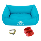 Kit Cama Pet Para Cachorro Gato Filhote Ossinho Azul