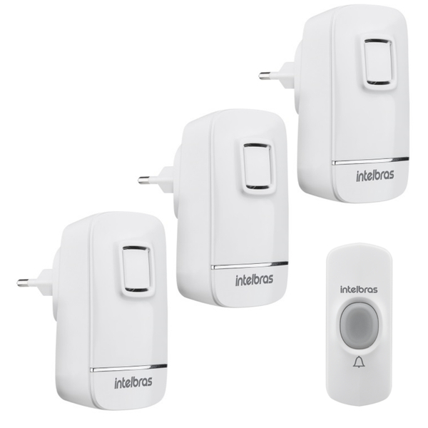Kit Campainha Sem Fio Cib 100 Intelbras Com 3 Pontos Interno