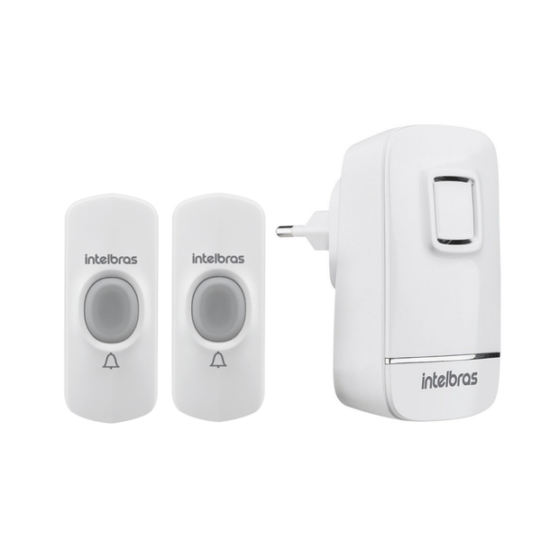 Kit Campainha Sem Fio Com Cr2032 Cib100 Intelbras 2 Entradas