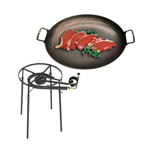 Kit Camping 8 - Fogareiro Fogão F2b10p Redondo 40cm Duplo De