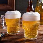 Kit Caneca Chopp Cerveja Vidro Caveira Rock 365 Ml