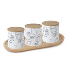 Kit Cantinho Do Café 3 Latas Porta Mantimento Hermético Com B