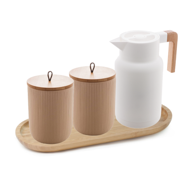 Kit Cantinho Do Café Lines 2 Potes Porta Mantimentos Em Cerâm