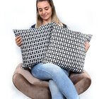 Kit Capa Almofada 4 Unidades De Linho Preta Geométrica 45cm X