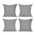 Kit Capa Almofada 4 Unidades De Linho Preta Geométrica 45cm X