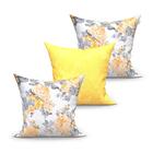 Kit Capa Almofada Amarela Harmonia 3 Unidades 45cm X 45cm Tec