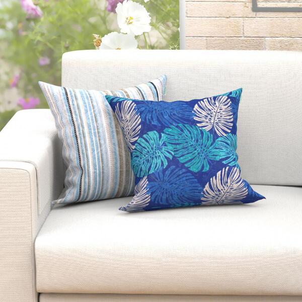 Kit Capa Almofada Azul 2 Unidades 45cm X 45cm Tecido Jacquard