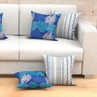 Kit Capa Almofada Azul 2 Unidades 45cm X 45cm Tecido Jacquard