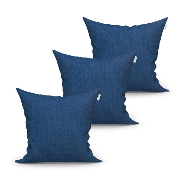 Kit Capa Almofada Azul Albany Lisa 3 Unidades 45cm X 45cm Tec