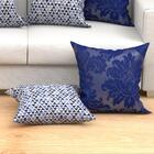 Kit Capa Almofada Azul Estampada Decorativa Grande 60cm X 60c