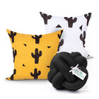 Kit Capa Almofada Cacto Estampada Amarela E Branca Kit 2 Unid