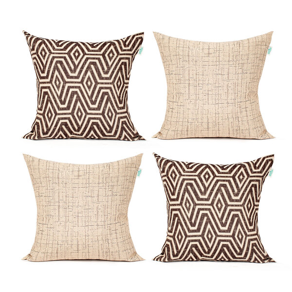 Kit Capa Almofada De Linho Cáqui Lisa 45cm X 45cm Com Zíper 4